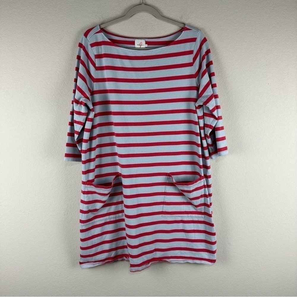 The Nines by HATCH Red Blue Striped Maternity Dress, Size XL